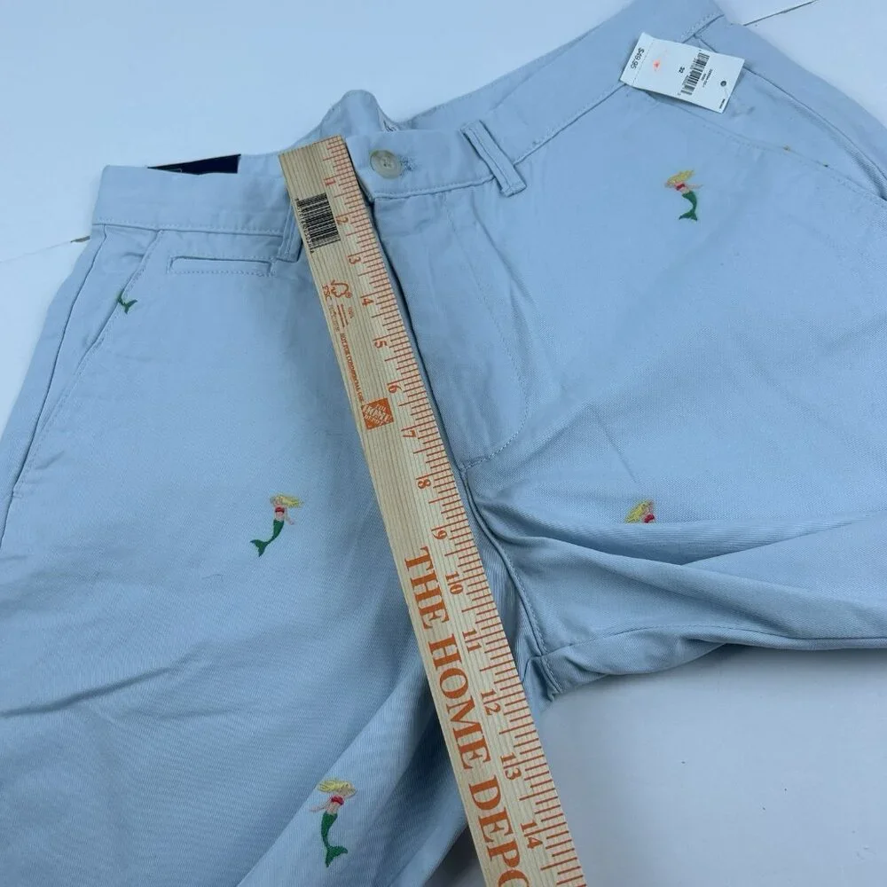 Gap 32 x 10” Light BLue Mermaid All Over Raw Hem Casual Chino Shorts